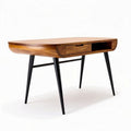 Wooden desk with drawer for home office 120 x 60 x 75cm brown and black