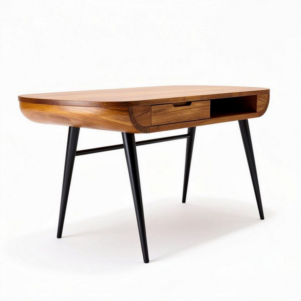 Wooden desk with drawer for home office 120 x 60 x 75cm brown and black