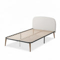 Wooden slatted bed frame with upholstered headboard and metal legs 200 x 100 x 40cm