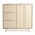 Modern storage cabinet with three drawers and two doors in beige 60 x 40 x 75cm