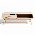 Modern wooden coffee table with storage drawer and open shelf design 100 x 50 x 40cm