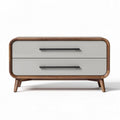 Wooden nightstand with two drawers and grey finish 120 x 50 x 45cm