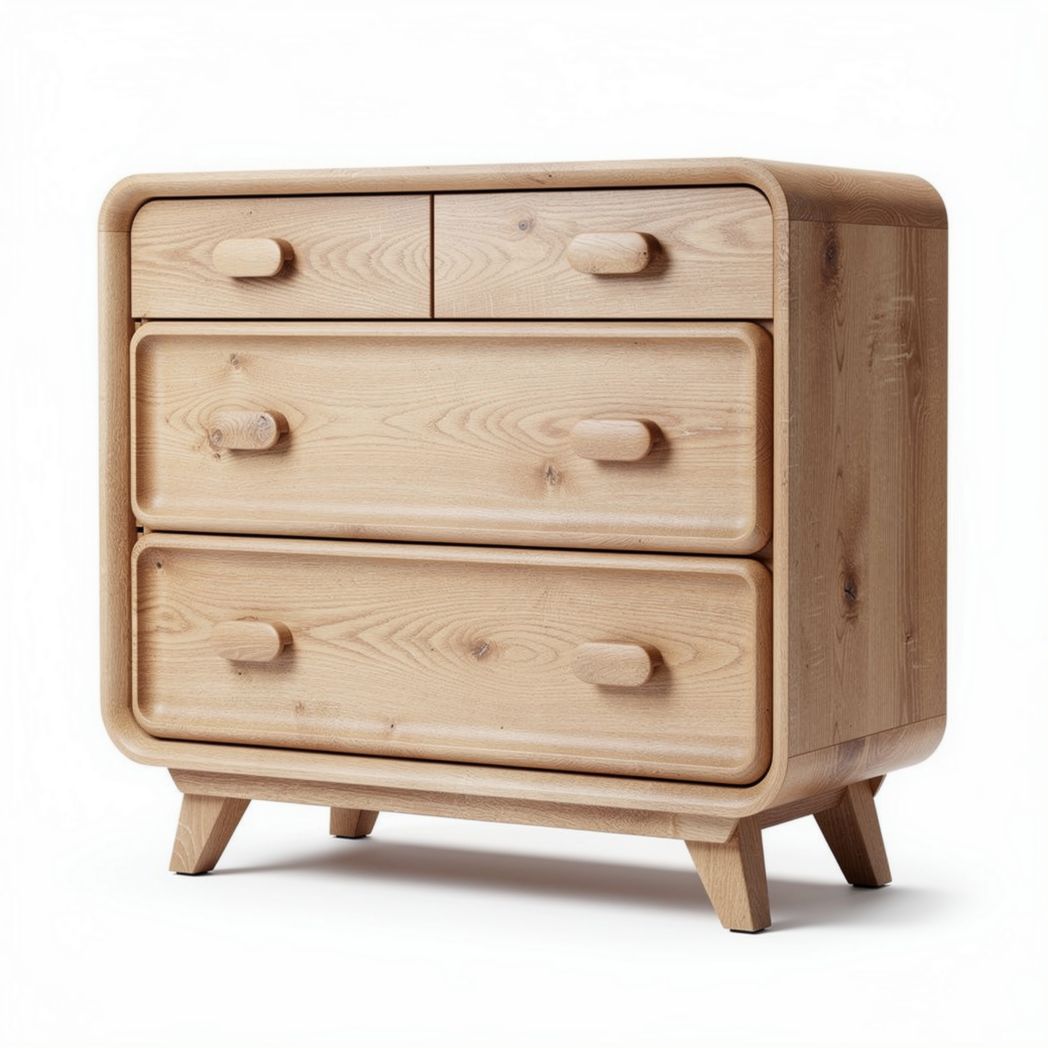 Natural wood dresser with three drawers suitable for bedroom decor 80 x 50 x 75cm