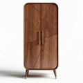 Walnut wood storage cabinet with geometric design and two doors 80 x 40 x 160cm