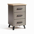 Three-drawer bedside table with wooden top and metal legs in gray 45 x 40 x 60cm